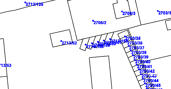 Parcela st. 2713/158 v KÚ Pelhřimov, Katastrální mapa