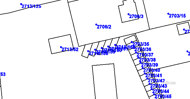 Parcela st. 2713/159 v KÚ Pelhřimov, Katastrální mapa