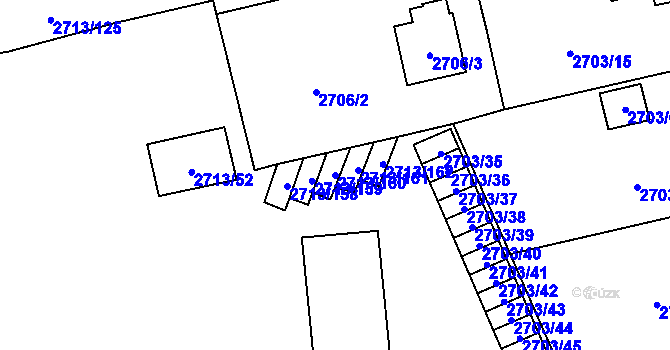 Parcela st. 2713/160 v KÚ Pelhřimov, Katastrální mapa