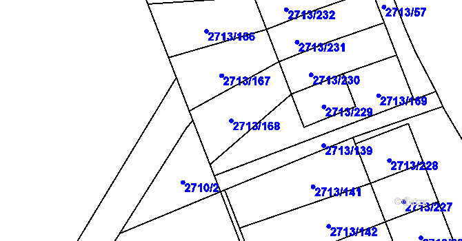 Parcela st. 2713/168 v KÚ Pelhřimov, Katastrální mapa