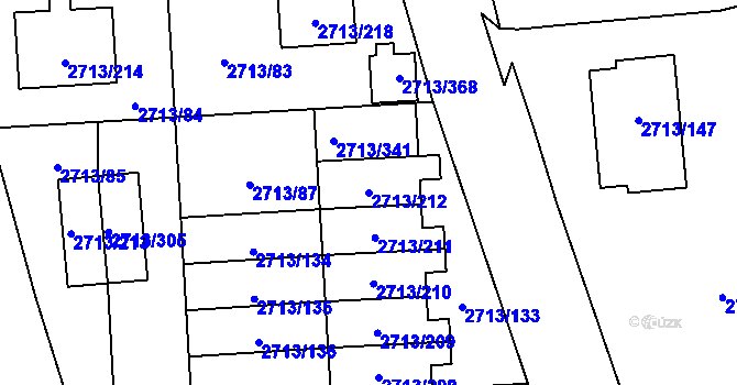 Parcela st. 2713/212 v KÚ Pelhřimov, Katastrální mapa