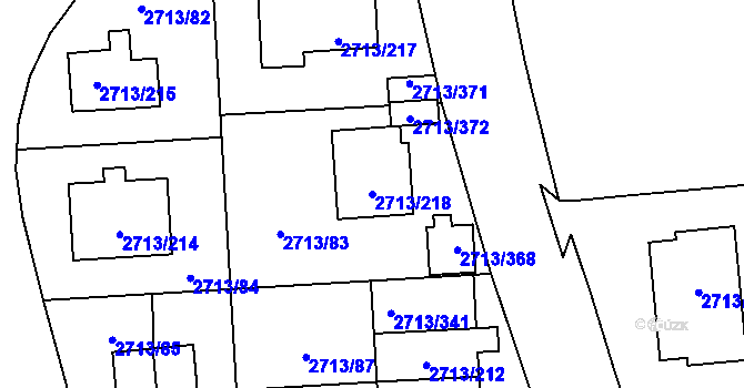 Parcela st. 2713/218 v KÚ Pelhřimov, Katastrální mapa