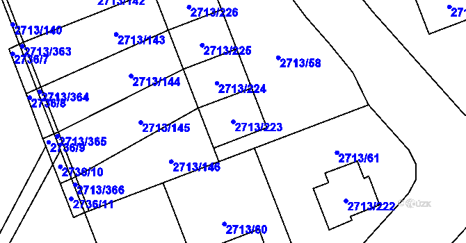 Parcela st. 2713/223 v KÚ Pelhřimov, Katastrální mapa