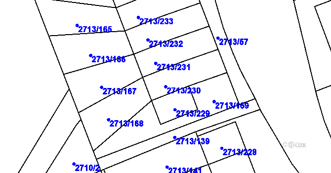 Parcela st. 2713/230 v KÚ Pelhřimov, Katastrální mapa