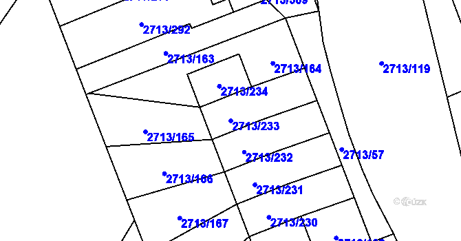Parcela st. 2713/233 v KÚ Pelhřimov, Katastrální mapa