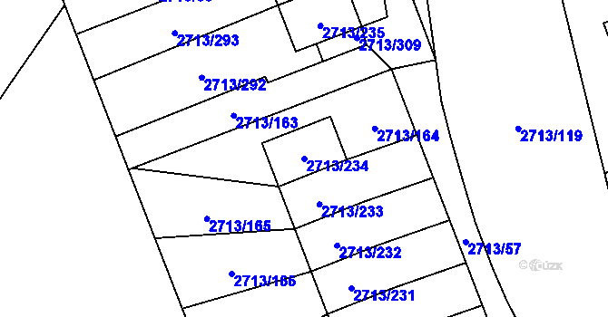 Parcela st. 2713/234 v KÚ Pelhřimov, Katastrální mapa