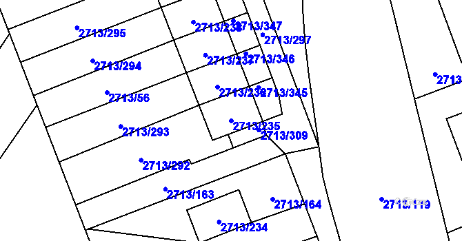 Parcela st. 2713/235 v KÚ Pelhřimov, Katastrální mapa