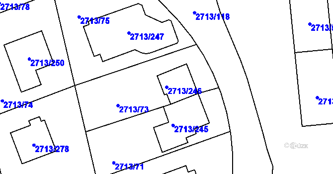 Parcela st. 2713/246 v KÚ Pelhřimov, Katastrální mapa