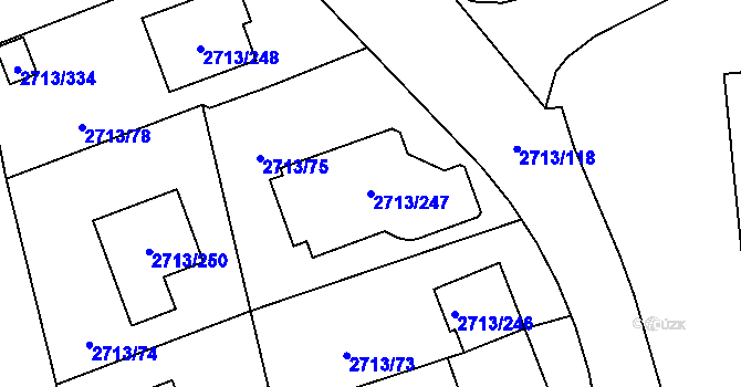 Parcela st. 2713/247 v KÚ Pelhřimov, Katastrální mapa