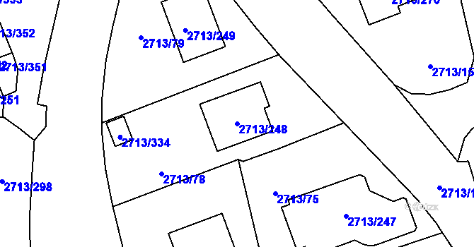 Parcela st. 2713/248 v KÚ Pelhřimov, Katastrální mapa