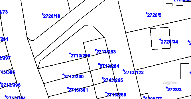 Parcela st. 2713/263 v KÚ Pelhřimov, Katastrální mapa