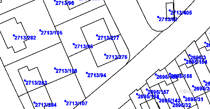 Parcela st. 2713/276 v KÚ Pelhřimov, Katastrální mapa