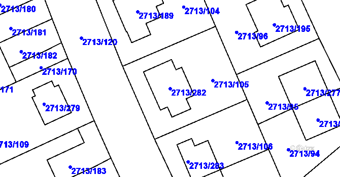 Parcela st. 2713/282 v KÚ Pelhřimov, Katastrální mapa