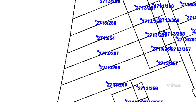 Parcela st. 2713/287 v KÚ Pelhřimov, Katastrální mapa