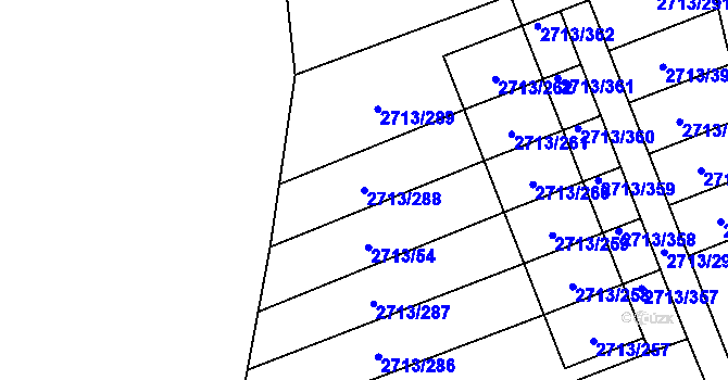 Parcela st. 2713/288 v KÚ Pelhřimov, Katastrální mapa