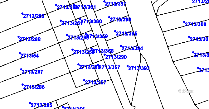 Parcela st. 2713/290 v KÚ Pelhřimov, Katastrální mapa