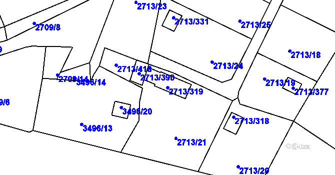 Parcela st. 2713/319 v KÚ Pelhřimov, Katastrální mapa
