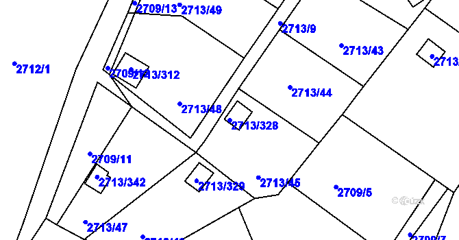 Parcela st. 2713/328 v KÚ Pelhřimov, Katastrální mapa