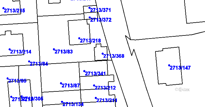 Parcela st. 2713/368 v KÚ Pelhřimov, Katastrální mapa