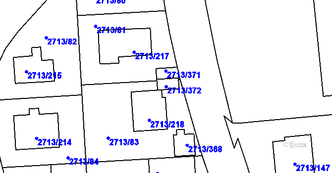 Parcela st. 2713/372 v KÚ Pelhřimov, Katastrální mapa