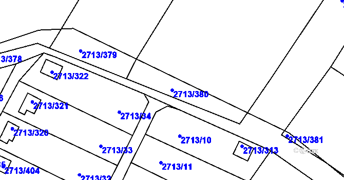 Parcela st. 2713/380 v KÚ Pelhřimov, Katastrální mapa