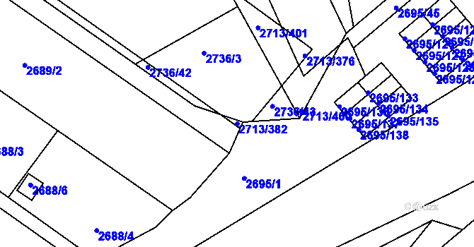 Parcela st. 2713/382 v KÚ Pelhřimov, Katastrální mapa