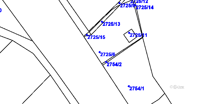Parcela st. 2725/6 v KÚ Pelhřimov, Katastrální mapa