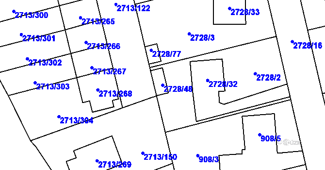 Parcela st. 2728/48 v KÚ Pelhřimov, Katastrální mapa