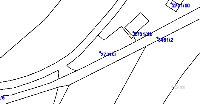 Parcela st. 2731/3 v KÚ Pelhřimov, Katastrální mapa