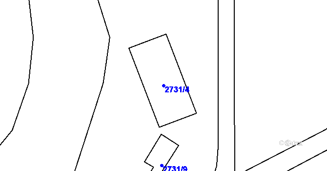 Parcela st. 2731/4 v KÚ Pelhřimov, Katastrální mapa