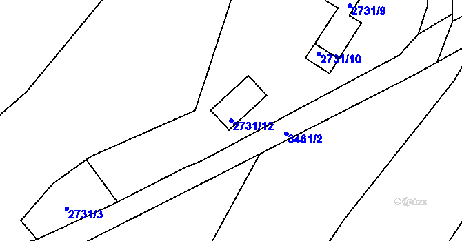 Parcela st. 2731/12 v KÚ Pelhřimov, Katastrální mapa