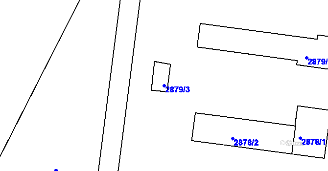 Parcela st. 2879/3 v KÚ Pelhřimov, Katastrální mapa