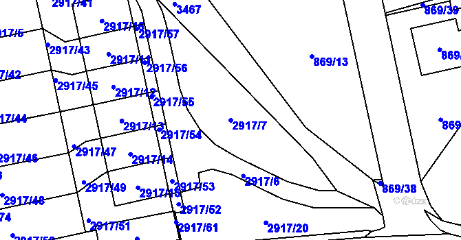 Parcela st. 2917/7 v KÚ Pelhřimov, Katastrální mapa