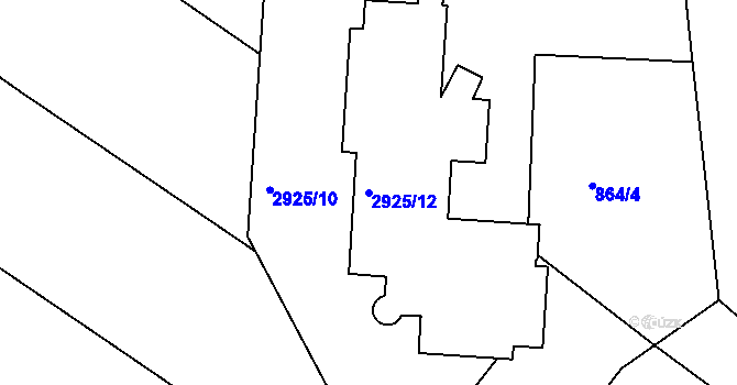 Parcela st. 2925/12 v KÚ Pelhřimov, Katastrální mapa