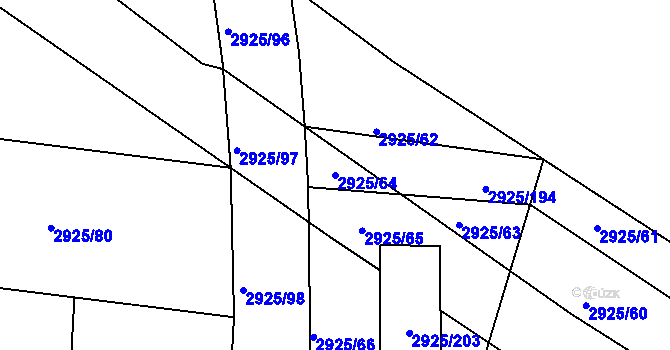 Parcela st. 2925/64 v KÚ Pelhřimov, Katastrální mapa