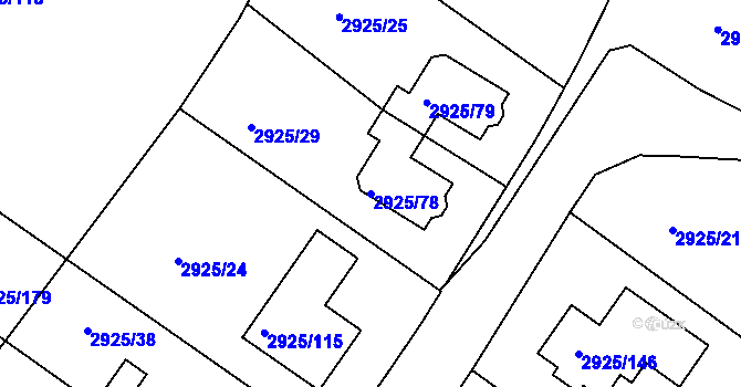 Parcela st. 2925/78 v KÚ Pelhřimov, Katastrální mapa