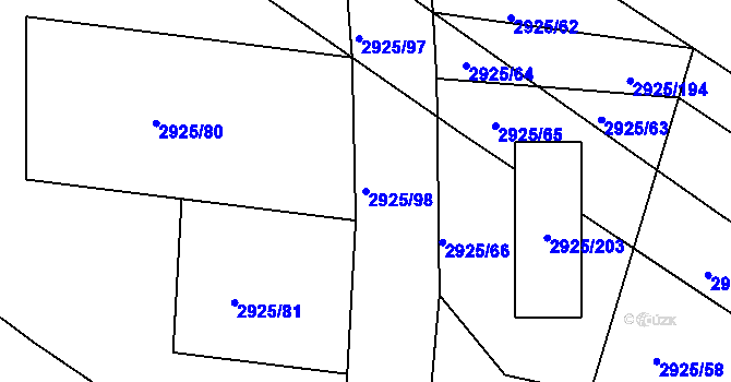 Parcela st. 2925/98 v KÚ Pelhřimov, Katastrální mapa