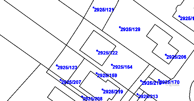 Parcela st. 2925/122 v KÚ Pelhřimov, Katastrální mapa