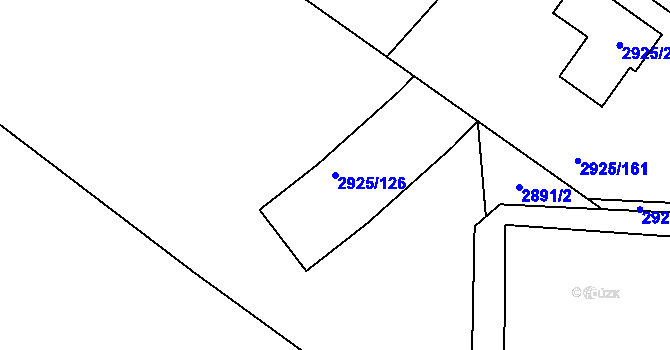 Parcela st. 2925/126 v KÚ Pelhřimov, Katastrální mapa