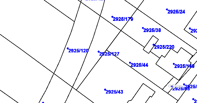 Parcela st. 2925/127 v KÚ Pelhřimov, Katastrální mapa