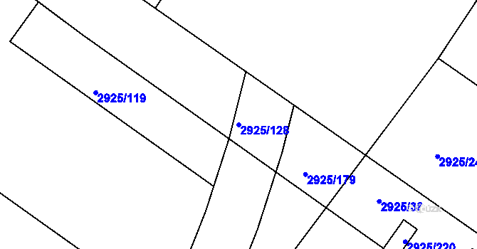 Parcela st. 2925/128 v KÚ Pelhřimov, Katastrální mapa