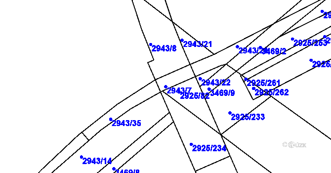 Parcela st. 2943/7 v KÚ Pelhřimov, Katastrální mapa