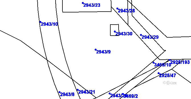 Parcela st. 2943/9 v KÚ Pelhřimov, Katastrální mapa
