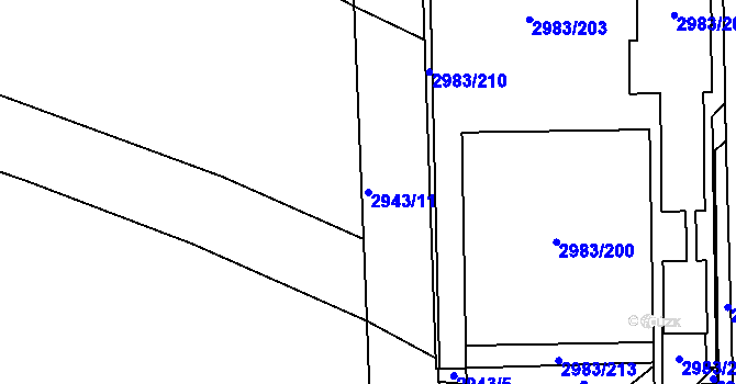 Parcela st. 2943/11 v KÚ Pelhřimov, Katastrální mapa