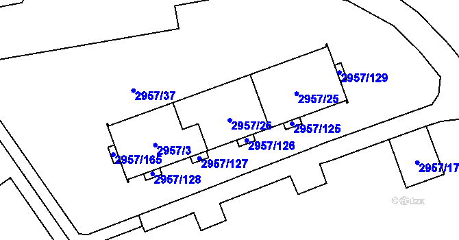 Parcela st. 2957/26 v KÚ Pelhřimov, Katastrální mapa