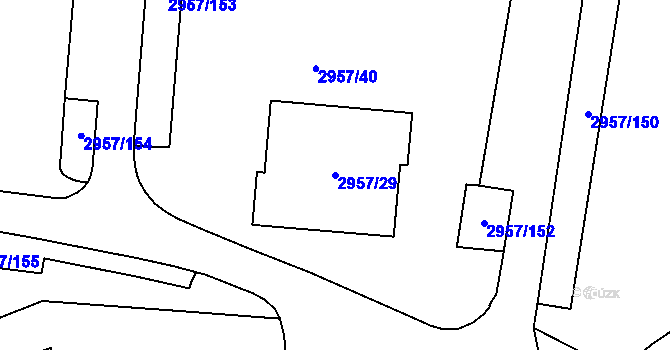 Parcela st. 2957/29 v KÚ Pelhřimov, Katastrální mapa