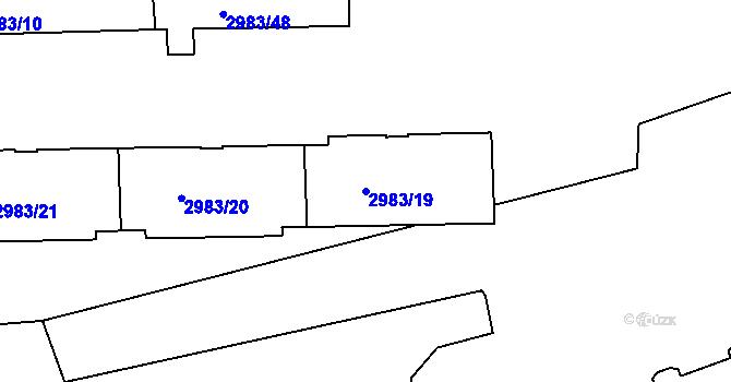 Parcela st. 2983/19 v KÚ Pelhřimov, Katastrální mapa