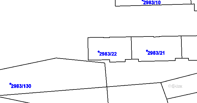 Parcela st. 2983/22 v KÚ Pelhřimov, Katastrální mapa