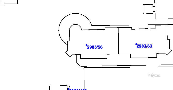 Parcela st. 2983/56 v KÚ Pelhřimov, Katastrální mapa