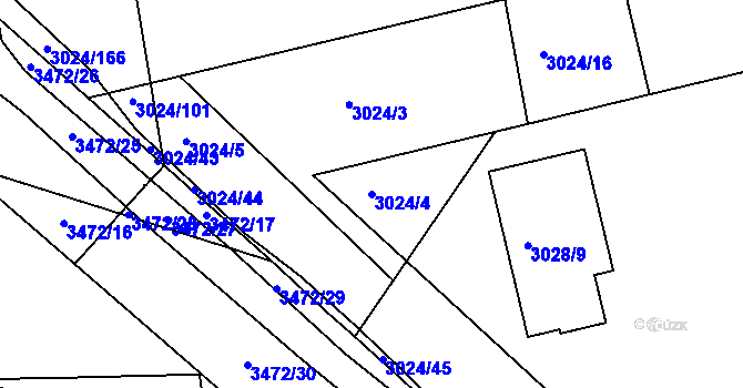 Parcela st. 3024/4 v KÚ Pelhřimov, Katastrální mapa